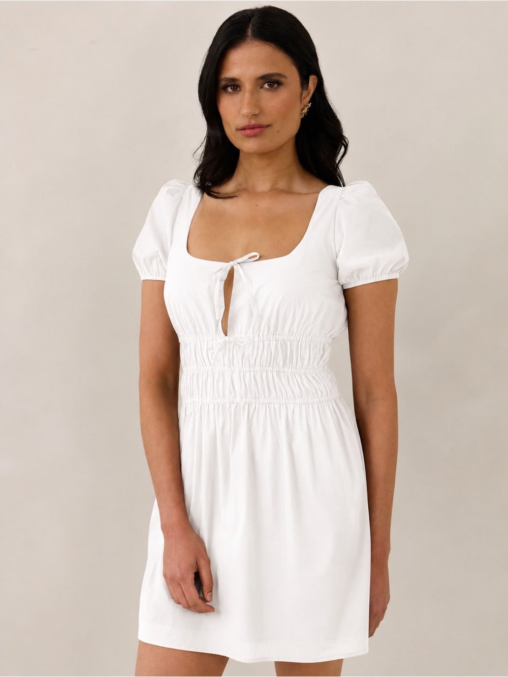 Park & Fifth White Mini Dress with Puff Sleeves (Tatum dress)